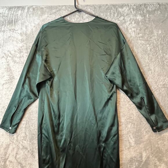 Banana Republic V Neck Dona Silk‎ Maxi Dress Front Slip Sz XS Hunter Green - Picture 5 of 8